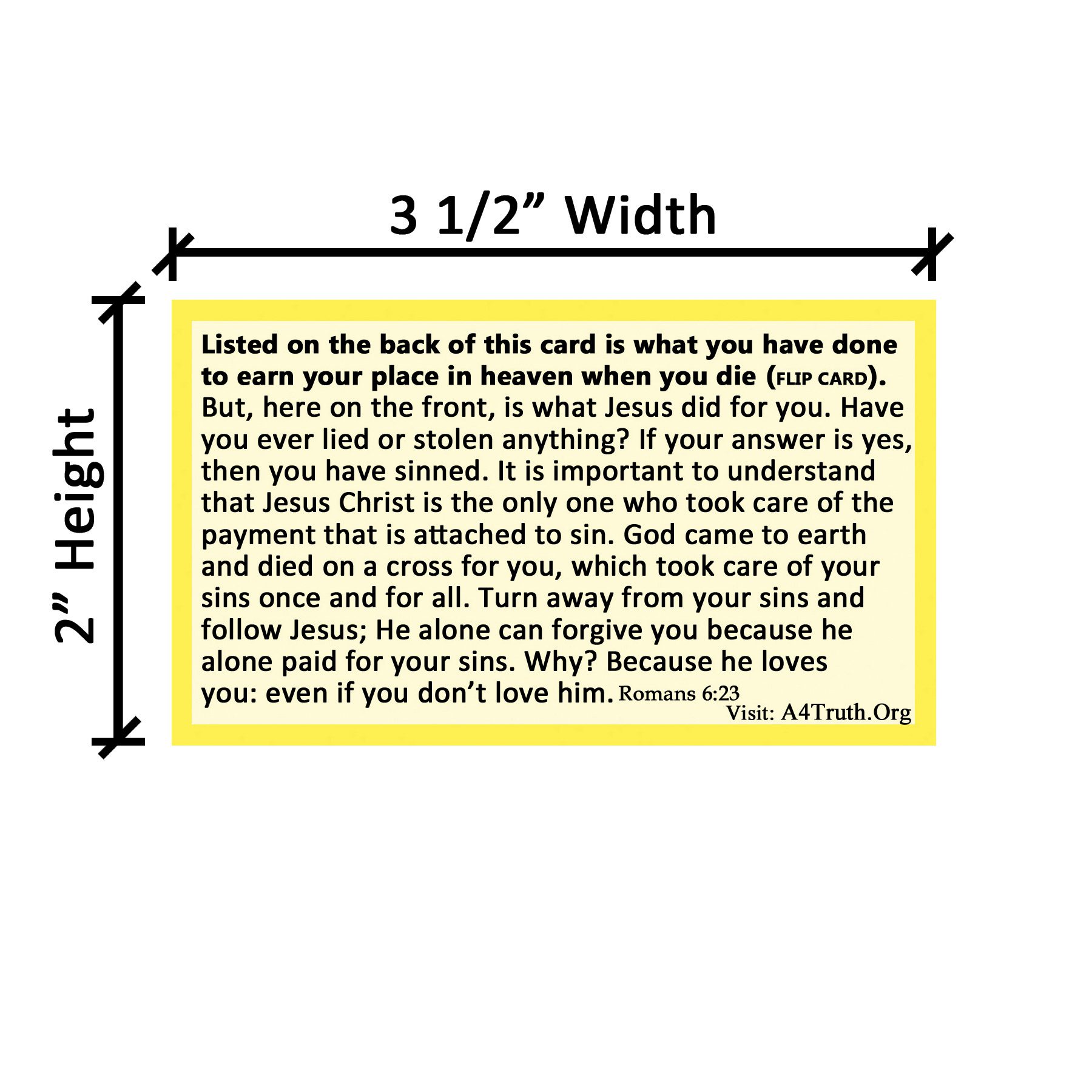 Yellow Card Gospel Tract Dimensions Yellow Card Gospel Tract Dimensions