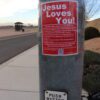 Street Evangelism Sign_Jesus Loves You!_Traffic Pole