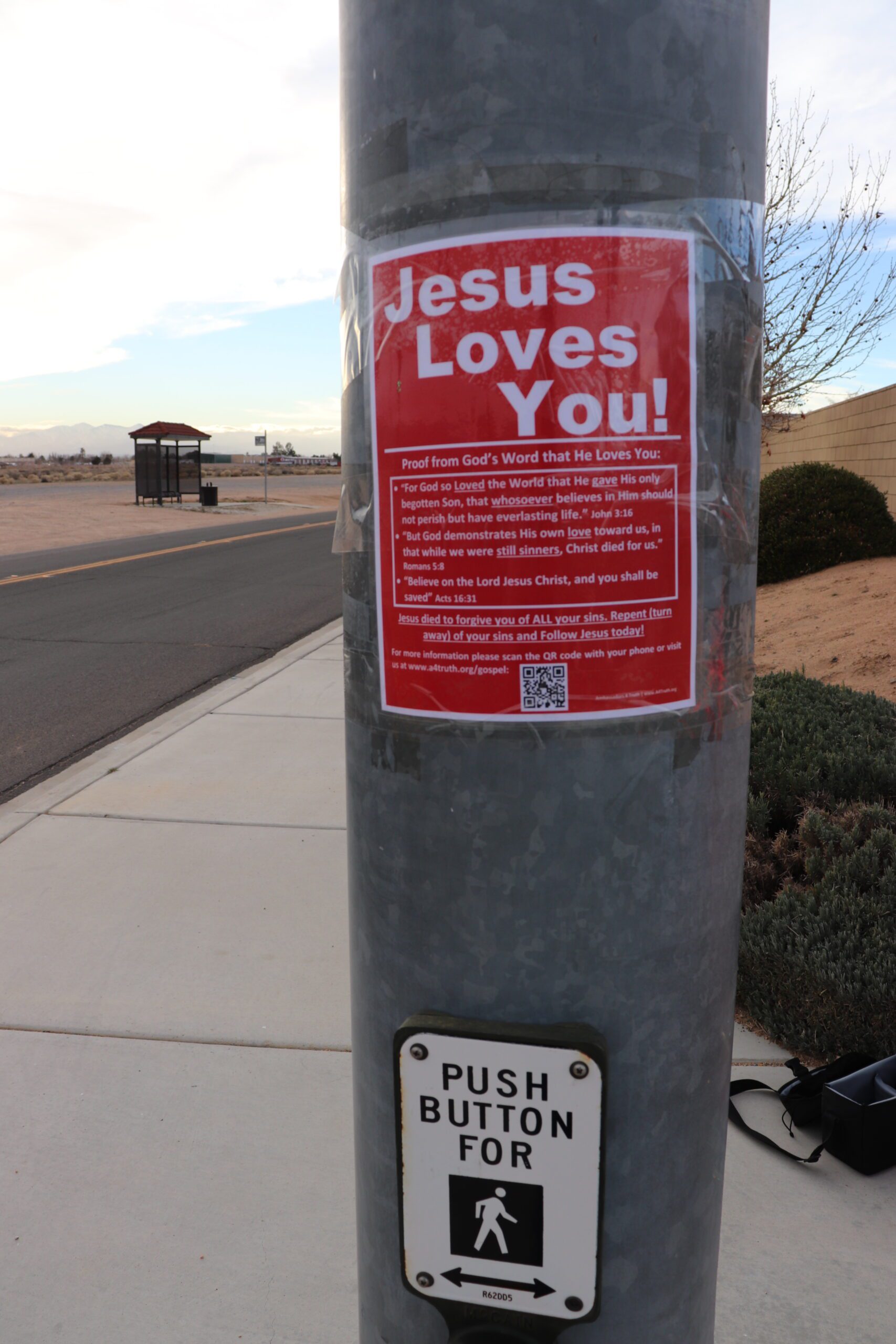 Street Evangelism Sign_Jesus Loves You!_Traffic Pole